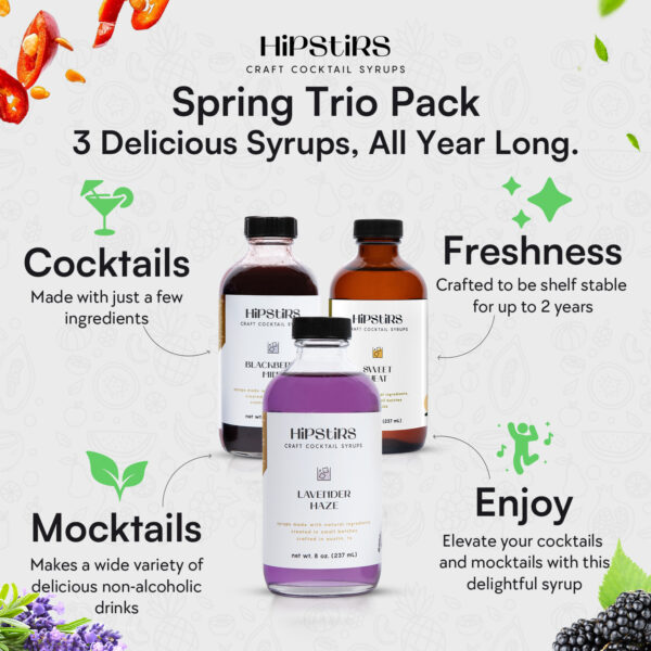 Cocktail Syrup Summer Trio Pack | Lavender Haze, Blackberry Mint, & Sweet Heat - Image 2