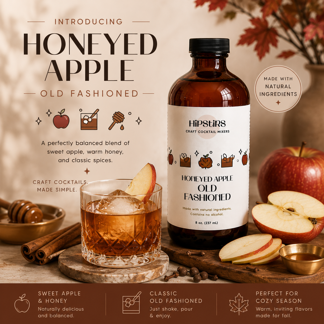 8 oz Honeyed Apple Old Fashioned Mix - Image 3