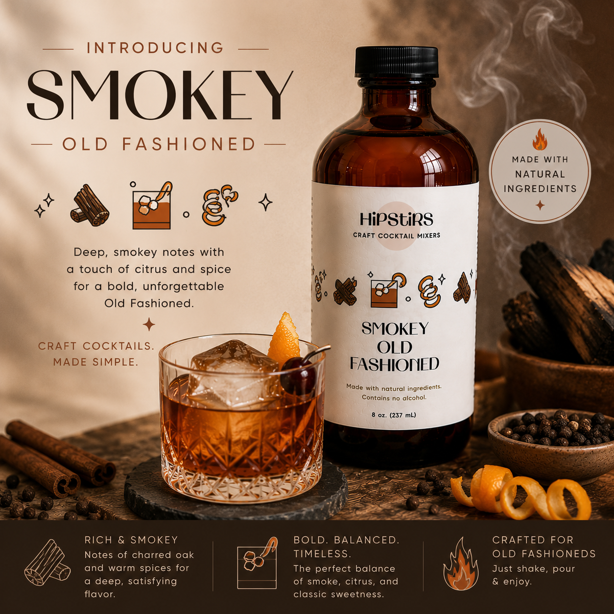 8 oz Smokey Old Fashioned Mix - Image 3